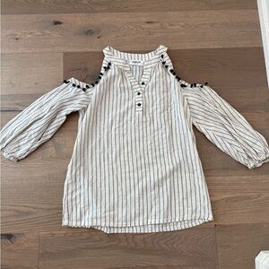 Sam & Lavi Black and White Striped Cold Shoulder Top